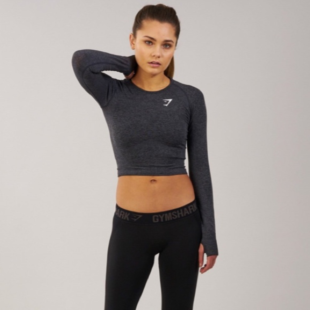 Gymshark Black Long Sleeved Crop Top